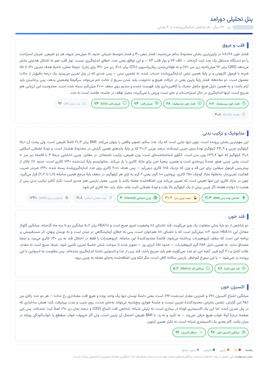 صفحه پنل تحلیلی در گزارش هوشمند دورامد